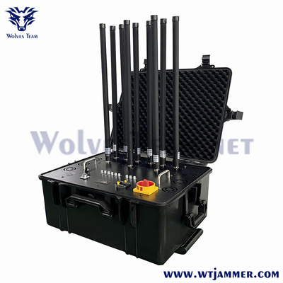 300M Puissance élevée Portable 8 canaux Drone militaire téléphone portable Bomb signal brouilleur