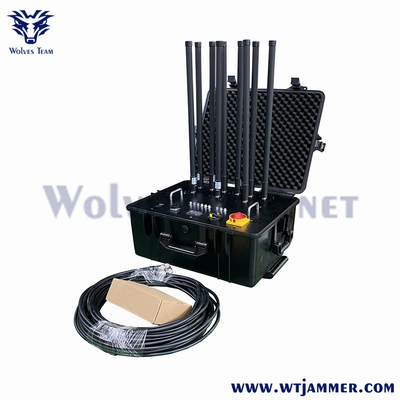 300M Puissance élevée Portable 8 canaux Drone militaire téléphone portable Bomb signal brouilleur