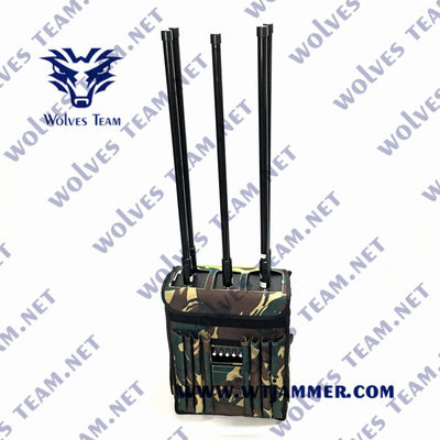 acheter Brouilleur de signal de sac à dos d'antenne omnidirectionnelle pour GSM 3G 4G 5G GPS WIFI UHF VHF Jusqu'à 200 mètres de portée de brouillage online manufacture