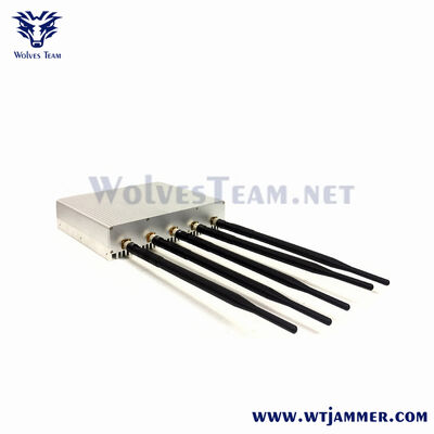acheter 5 antennes brouilleur de signal de bureau haute puissance, blocage GPS WiFi fixe à bande 2G / 3G / 4G avec port RJ45 fabrication en ligne