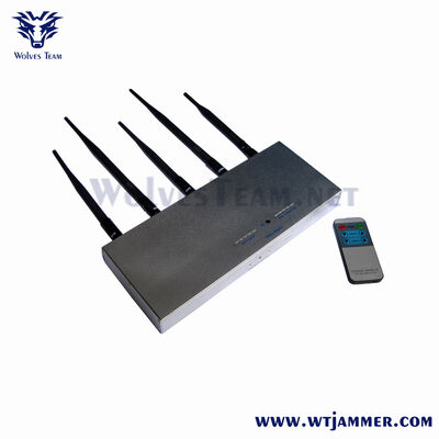 acheter 4 antennes brouilleur de signal de bureau haute puissance, télécommande à 4 canaux 2G / 3G / 4G WiFi Blocker fabrication en ligne