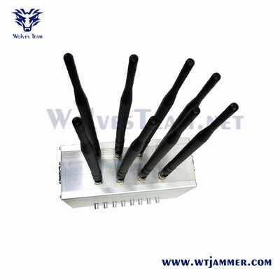 acheter Silver Style 8 antennes réglable de puissance signal brouilleur multi bande WiFi GPS 5G Drone Blocker fabrication en ligne