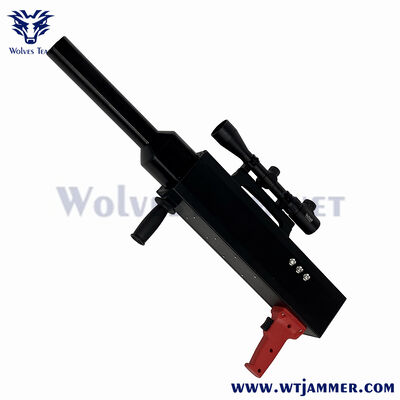 acheter Pistolet de brouillage anti-drone portatif à haute puissance à 3 bandes - bloqueur de signal portable de drones avec poignée rouge et portée fabrication en ligne