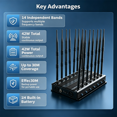 Acheter Interrupteur RF de bureau à 14 bandes de 42 W avec antenne omnidirectionnelle pour la confidentialité du bureau fabrication en ligne