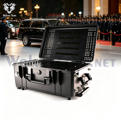 Acheter 300-500M 10 Band Trolley Case Signal Jammer Portable contre-drone Blocker pour les événements de haute sécurité de haut niveau temporaire fabrication en ligne