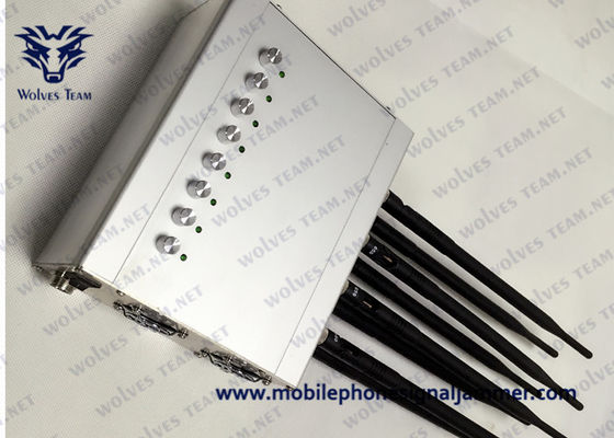 Antenne réglable de la puissance élevée 8 de brouilleur de signal de téléphone portable bloquant le brouilleur de WiFi GPS GSM CDMA 3G 4G 5G 100 mètres