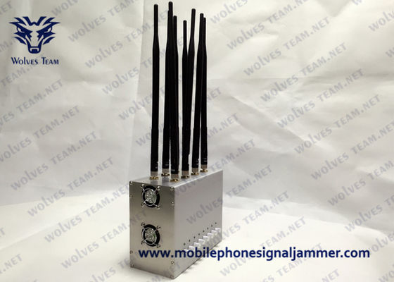 Antenne réglable de la puissance élevée 8 de brouilleur de signal de téléphone portable bloquant le brouilleur de WiFi GPS GSM CDMA 3G 4G 5G 100 mètres
