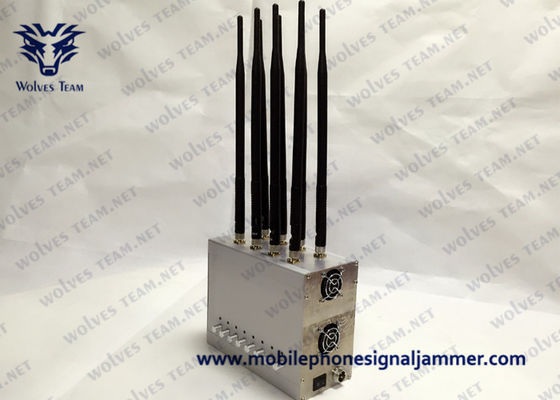 Antenne réglable de la puissance élevée 8 de brouilleur de signal de téléphone portable bloquant le brouilleur de WiFi GPS GSM CDMA 3G 4G 5G 100 mètres