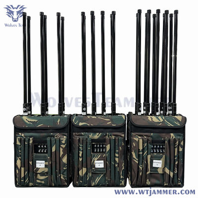 160w RF Power Backpack Signal Jammer Tout le signal de téléphone portable Jammer avec 5dBi Externe Omni-directionnelle Antenne Assurant une large couverture de la zone