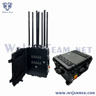 10 canaux 80W boîtier de chariot portable blocage de signal à bande complète pour la protection de la vie privée en extérieur