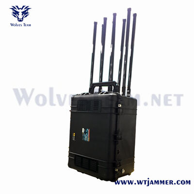 Système de brouilleur de valise portable à haute puissance à 8 canaux Bloqueur RF à fréquence complète pour une couverture de grande surface