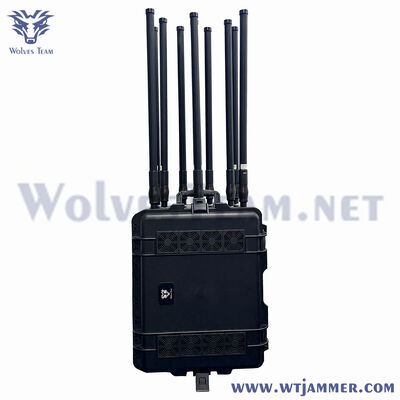 10 bandes 1000W High Power Trolley valise signal brouilleur bloc 2G / 3G / 4G / 5G / WiFi / GPS / UHF / VHF toutes les fréquences