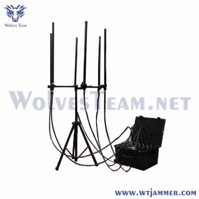 Compact 6 Antennes 300W Brouilleur de signal de valise pour une utilisation de sécurité temporaire