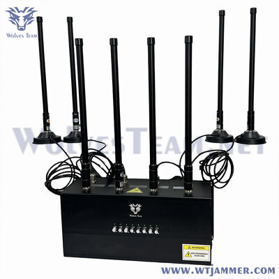 8 canaux brouilleur de signal de bureau haute puissance, portée de bloc jusqu'à 150 m pour 2G / 3G / 4G / 5G / WiFi / GPS