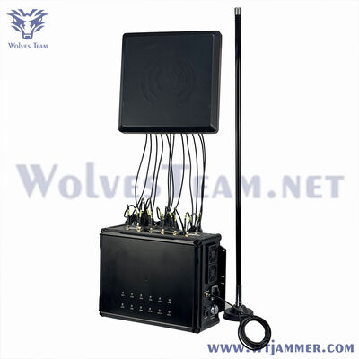 12 bandes de type valise anti-drone avec antennes directionnelles, portée de blindage de 1000m