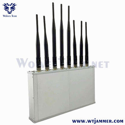 Brouilleur de signal de bureau à 8 canaux 20W, portée de bloc jusqu'à 20 m pour 2G/3G/4G/WiFi
