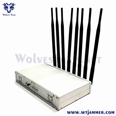 Brouilleur de signal de bureau à 8 canaux 20W, portée de bloc jusqu'à 20 m pour 2G/3G/4G/WiFi