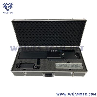 Kit complet de brouilleur anti-drone portable long, étui de transport en aluminium doublé de mousse antichoc, bloqueur de signal UAV multi-bande avec chargeur