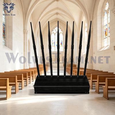 40W 8 bandes réglables Détecteur de signal de bureau Détecteur de signal de téléphone portable sans fil Pour le culte dans les églises et les lieux religieux calmes
