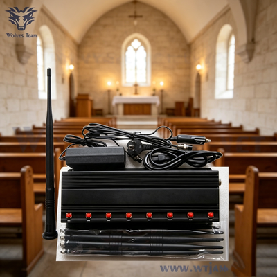 50 mètres 40W 8 blocage de signal de bureau anti-trouble brouilleur de signal sans fil pour le sanctuaire de l'église et les lieux de rassemblement religieux
