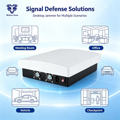 Brouilleur de signal de bureau de 12 bandes de 60 W avec antenne omnidirectionnelle pour un blocage complet des RF