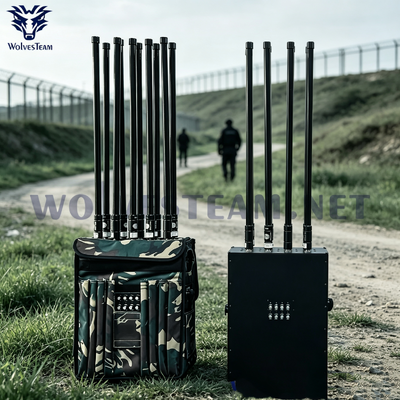 Manpack signal jammer avec batterie intégrée réglable Jamming Range 50 à 300 mètres pour les opérations de sécurité aux frontières et à la frontière