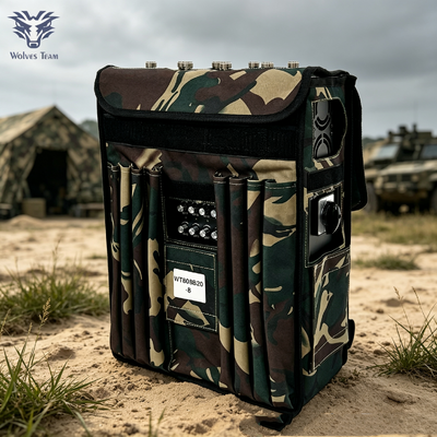 Brouilleur de signal sans fil portable à 8 bandes de 160 W avec antennes omnidirectionnelles et batterie rechargeable intégrée pour les forces de l'ordre et les missions tactiques des forces armées