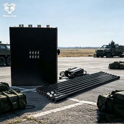 Brouilleur de signal sans fil portable 8 bandes 160W à 300 mètres avec antennes omnidirectionnelles et batterie rechargeable intégrée pour les missions tactiques des forces de l'ordre et des forces armées
