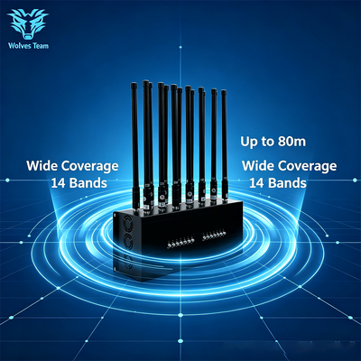 140W Desktop Signal Jammer with 14 Bands and 80 Meter Coverage for Comprehensive Signal Shielding