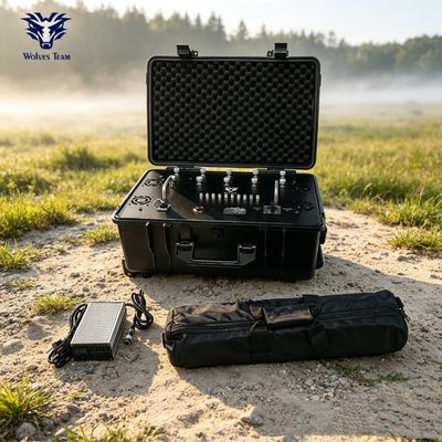 Unité portable de suppression de signal pour valise roulante de 300 à 500 M pour la sécurité de sites extérieurs anti-drones et anti-explosifs
