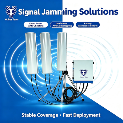 Perturbateur de signal extérieur étanche de 600W avec 14 bandes de fréquences critiques pour un brouillage RF complet