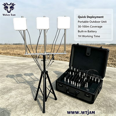 Brouilleur de signal portable de 100 W haute puissance à 10 bandes à fréquences multiples avec batterie intégrée pour les auditoriums et salles de conférence